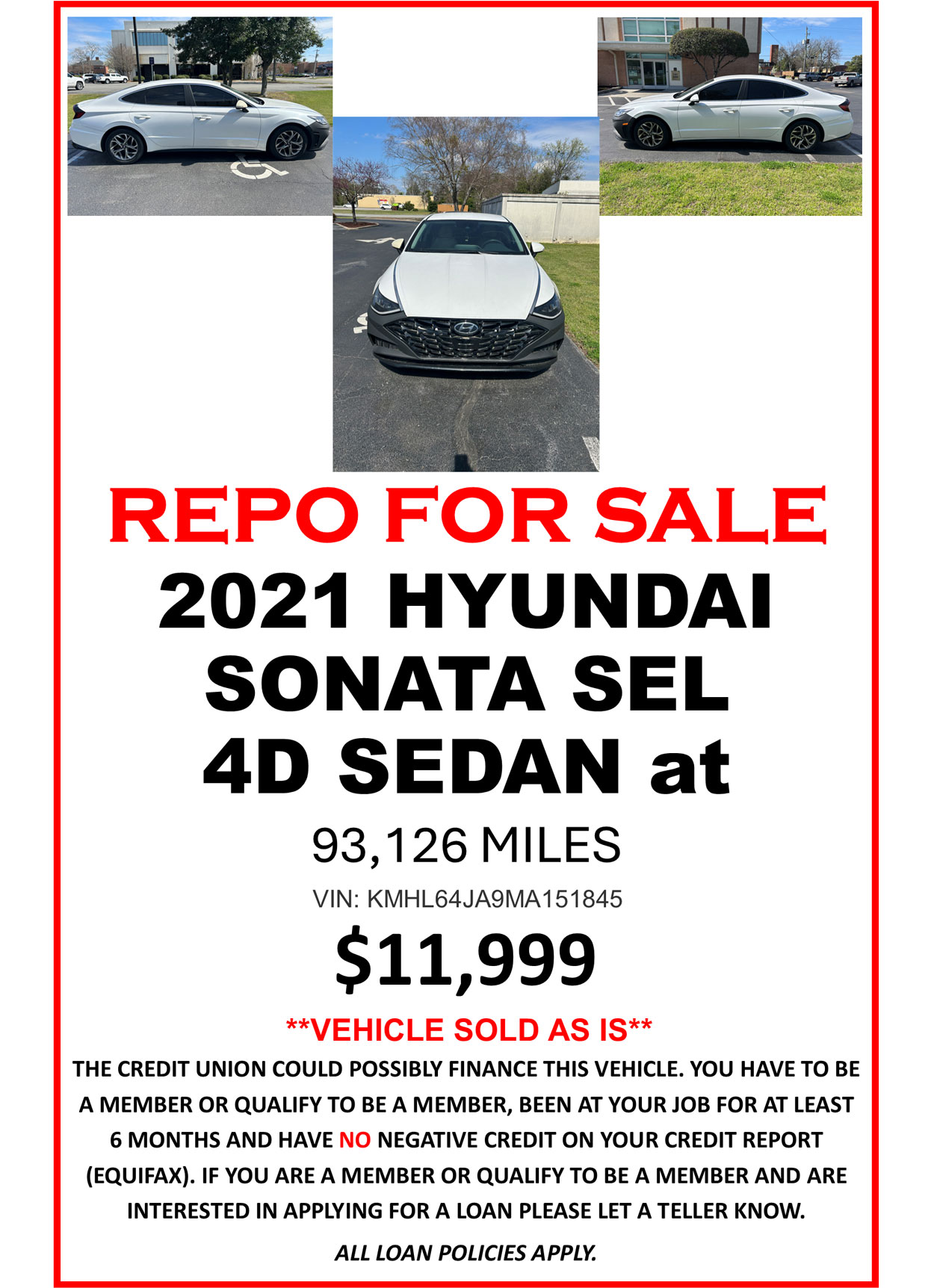Repo for dale - 2021 HYUNDAI Sonata